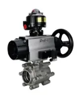 Кран шаровой DN.ru BV3232P(3pc)-FP-SW-ISO-H Ду100 Ру63 полнопроходной, корпус - нержавеющая сталь SS316, под приварку, с пневмоприводом PA-DA-105-1, пневмораспределителем 4M310-08 AC220V, БКВ APL-510N EX