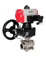 Кран шаровой DN.ru BV3232P(3pc)-FP-W-ISO-H WDVF Ду40 Ру40 полнопроходной, трехсоставной, корпус - нержавеющая сталь 316, уплотнение - PTFE, под приварку, с пневмоприводом PA-DA-065, пневмораспределителем 4M310-08 AC220V, ручным дублером MON1-250-T26-ISO