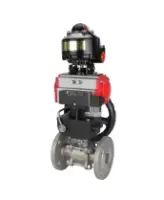 Кран шаровой DN.ru BV3131P(3pc)-FP-F-ISO-H Ду100 Ру16 полнопроходной трехсоставной, фланцевый, нержав.сталь 304, PTFE, 22х22, F10, WDVF, с пн/приводом DN.ru PA-DA-105, пн/распределит 4M310-08 AC220V, БКВ APL-510N EX и ручным дублером MON3-700-T38-ISO