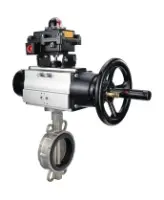 Затвор дисковый поворотный DN.ru WBV3131N-2W-Fb-H Ду150 Ру16 межфланцевый, корпус - нержавеющая сталь 304, диск - нержавеющая сталь 304, уплотнение - NBR, с пневмоприводом PA-DA-105-1 и БКВ APL-410N EX