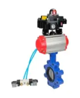 Затвор дисковый поворотный DN.ru WBV1631N-2W-Fb-H Ду150 Ру16 LUG, корпус - чугун QT450, диск - нержавеющая сталь 304, уплотнение - NBR, с пневмоприводом PA-DA-105, пневмораспределителем 4M320-08 AC220V и БКВ APL-410N EX