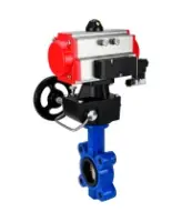 Затвор дисковый поворотный DN.ru WBV1616E-2W-Fb-H Ду125 Ру16 LUG корпус - чугун QT450, диск - чугун QT450, уплотнение - EPDM, с пневмоприводом DN.ru PA-DA-105, пневмораспределителем 4M310-08 AC220V и дублером MON3-700-T38-ISO