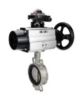 Затвор дисковый поворотный DN.ru WBV3131V-2W-Fb-H Ду150 Ру16 межфланцевый, корпус - нержавеющая сталь 304, диск - нержавеющая сталь 304, уплотнение - VITON, с пневмоприводом PA-DA-105-1 и БКВ APL-210N