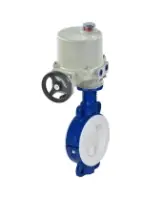 Затвор дисковый поворотный DN.ru WBV3434Pf-2W-Fb-R Ду250 Ру16 корпус - углеродистая сталь WCB, диск - углеродистая сталь WCB, футерованный PTFE, уплотнение - PTFE, с четвертьоборотным электроприводом ГЗ-ОФ-300/28-М 220В