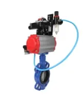 Затвор дисковый поворотный DN.ru WBV1132N-2W-Fb-H Ду125 Ру16, корпус - чугун GG25, диск - нержавеющая сталь 316L, уплотнение - NBR, с пневмоприводом DN.ru PA-DA-105, пневмораспределителем 4M310-08 AC220V, БКВ APL-210N, БПВ AFC2000