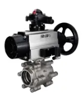 Кран шаровой DN.ru BV3232P(3pc)-FP-SW-ISO-H Ду100 Ру63 полнопроходной, корпус - нержавеющая сталь SS316, под приварку, с пневмоприводом PA-DA-105-1, пневмораспределителем 4M310-08 AC220V, БКВ APL-210N