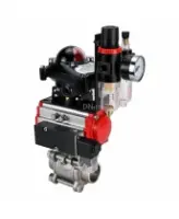 Кран шаровой DN.ru BV3232P(3pc)-FP-W-ISO-H Ду65 Ру25, полнопроходной под приварку, нержавеющая сталь SS316, уплотнение - PTFE, с пневмоприводом PA-DA-083 двойного действия, с пневмораспределителем 4M310-08 AC220V, с БКВ APL-210N, с БПВ AFC2000