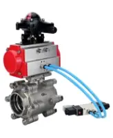 Кран шаровой DN.ru BV3232P(3pc)-FP-SW-ISO-H Ду65 Ру63 полнопроходной, корпус - нержавеющая сталь SS316, под приварку, с пневмоприводом PA-SA-130, пневмораспределителем 4V320-08 AC220V, БКВ APL-210N