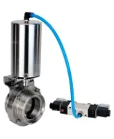 Затвор дисковый поворотный DN.ru WBV3131S-2W-T-H Ду40 Ру10, резьбовой, пищевая нержавеющая сталь 304, уплотнение - Silicon, с пневмоприводом PA-SA-85 и пневмораспределителем 4M320-08 AC220V