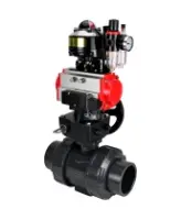 Кран шаровой DN.ru BV4242E-FP-GRM-ISO Дн50 Ру10 полнопроходной, корпус - НПВХ, шар - НПВХ, уплотнение - EPDM, с пневмоприводом PA-DA-052, пневмораспределителем 4M310-08 AC220V, ручным дублером MON1-250-T26-ISO, БКВ APL-510N EX и БПВ AFC2000