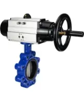 Затвор дисковый поворотный DN.ru WBV1631N-2W-Fb-H Ду150 Ру16 LUG корпус - чугун QT450, диск - нержавеющая сталь 304, уплотнение - NBR, с пневмоприводом PA-DA-105-1