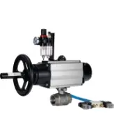 Кран шаровой DN.ru BV3232P(2pc)-FP-T-ISO-H Ду80 Ру40, полнопроходной, внутренняя резьба, нержавеющая сталь SS316, уплотнение - PTFE, с пневмоприводом PA-DA-105-1 двойного действия, с пневмораспределителем 4V320-08 AC220V, с БПВ AFC2000