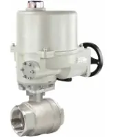 Кран шаровой DN.ru BV3232P(2pc)-FP-T-ISO-H Ду80 Ру40 полнопроходной двухходовой, нержавеющая сталь SS316, внутренняя резьба, уплотнение - PTFE, с электроприводом ГЗ-ОФ-110/11М 220В