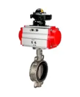 Затвор дисковый поворотный DN.ru WBV3131N-2W-Fb-H Ду150 Ру16, корпус - нержавеющая сталь 304, диск - нержавеющая сталь 304, уплотнение - NBR, с пневмоприводом DN.ru PA-DA-105 и БКВ DN.ru APL-210N
