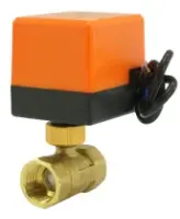 Кран шаровой DN.ru BV0030NP-SP-T-ED Ду20 Ру16 стандартнопроходной двухходовой, латунь, внутренняя резьба, уплотнение - нитриловый каучук / PTFE, с электроприводом 220В без концевых выключателей