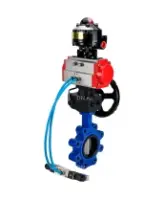Затвор дисковый поворотный DN.ru WBV1631N-2W-Fb-H Ду150 Ру16 LUG, корпус - чугун, диск - нержавеющая сталь 304, уплотнение - NBR, с пневмоприводом PA-DA-105, пневмораспределителем 4M320-08 AC220V, ручным дублером MON3-700-T38-ISO и БКВ APL-510N EX