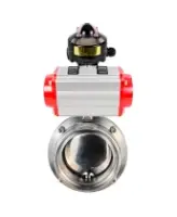 Затвор дисковый поворотный DN.ru WBV3131E-2W-T-H Ду50 Ру10 резьбовой, пищевая нержавеющая сталь 304, уплотнение – EPDM, с пневмоприводом DN.ru PA-DA-065 и БКВ DN.ru APL-510N EX