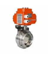 Затвор дисковый поворотный DN.ru WBV3131E-2W-T-H Ду50 Ру10 резьбовой, корпус - пищевая нержавеющая сталь 304, уплотнение - EPDM, с электроприводом QT-N-003EM-O1-220VAC-У1 HARK