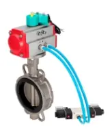 Затвор дисковый поворотный DN.ru WBV3232E-2W-Fb-H Ду65 Ру16 корпус - нержавеющая сталь 316L, диск - нержавеющая сталь 316L, уплотнение - EPDM, с пневмоприводом PA-DA-065, пневмораспределителем 4V320-08 AC220V и магнитным переключателем ALS200D