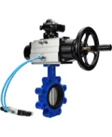 Затвор дисковый поворотный DN.ru WBV1631N-2W-Fb-H Ду150 Ру16 LUG корпус - чугун QT450, диск - нержавеющая сталь 304, уплотнение - NBR, с пневмоприводом PA-DA-105-1, пневмораспределителем 4V320-08 AC220V и БКВ APL-210N
