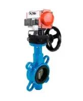 Затвор дисковый поворотный DN.ru WBV1132N-2W-Fb-H Ду125 Ру16, корпус - чугун GG25, диск - нержавеющая сталь 316L, уплотнение - NBR, с пневмоприводом PA-DA-105, пневмораспределителем 4M320-08 AC220V и ручным дублером MON3-700-T38-ISO