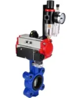 Затвор дисковый поворотный DN.ru WBV1631N-2W-Fb-H Ду150 Ру16 LUG корпус - чугун QT450, диск - нержавеющая сталь 304, уплотнение - NBR, с пневмоприводом DN.ru PA-SA-160, пневмораспределителем 4M310-08 AC220V и БПВ AFC2000