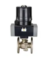 Кран шаровой DN.ru BV3232P(2pc)-FP-F-ISO-H Ду50 Ру16 полнопроходной фланцевый, корпус - нержавеющая сталь 316, уплотнение - PTFE, с электроприводом DN.ru QTSA-N-007EM-O0-220VAC с пружинным возвратом