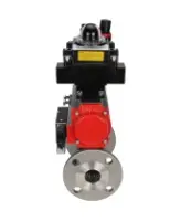 Кран шаровой DN.ru BV3131P(3pc)-FP-F-ISO-H Ду15 Ру40, трехсоставной полнопроходной фланцевый, нержавеющая сталь SS304, PTFE, с пневмоприводом PA-SA-065 с возвратными пружинами, с пневмораспределителем 4M310-08 AC220V, с БКВ APL-410N EX, с БПВ AFC2000