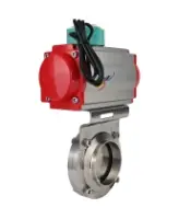 Затвор дисковый поворотный DN.ru WBV3131E-2W-W-H Ду50 Ру10 под приварку, корпус - пищевая нержавеющая сталь 304, уплотнение - EPDM, с пневмоприводом PA-SA-065 и магнитным переключателем ALS200D