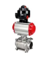 Кран шаровой DN.ru BV3232P(3pc)-FP-W-ISO-H WDVF Ду40 Ру40 полнопроходной, трехсоставной, корпус - нержавеющая сталь 316, уплотнение - PTFE, под приварку, с пневмоприводом PA-SA-105, пневмораспределителем 4M310-08 DC24V, БКВ APL-510N EX