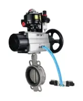 Затвор дисковый поворотный DN.ru WBV3232V-2W-Fb-H Ду150 Ру16 нержавеющая сталь 316L, диск - нержавеющая сталь 316L, Viton, с пневмоприводом PA-DA-105-1 двойного действия, с пневмораспределителем 4V320-08 AC220V, с БКВ APL-510N EX, с БПВ AFC2000