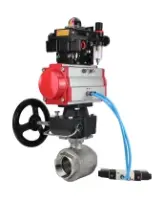 Кран шаровой DN.ru BV3232P(2pc)-FP-T-ISO-H Ду65 Ру40, внутренняя резьба, полнопроходной, нержавеющая сталь SS316, PTFE, с пневмоприводом PA-DA-083, пневмораспределителем 4V320-10 AC220V, БКВ APL-410N Ex, ручным дублером MON2-450-T28-ISO, БПВ AFC2000