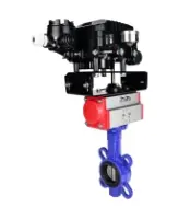 Затвор дисковый поворотный для абразивных сред DN.ru WBV1632E-2W-Fb-H Ду65 Ру16, корпус - чугун QT450, диск - нержавеющая сталь 316L, уплотнение - EPDM, с пневмоприводом PA-SA-083 и позиционером DN.ru YT-1000RSN без обратной связи