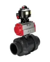 Кран шаровой DN.ru BV4242E-FP-GRM-ISO Дн50 Ру10 полнопроходной, корпус - НПВХ, шар - НПВХ, уплотнение - EPDM, с пневмоприводом PA-SA-065 и БКВ APL-510N EX