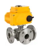 Кран шаровой DN.ru BV3232P(2pc)-FP-3WT-F-ISO-H Ду40 Ру16 HYMT, трехходовой T-тип, полнопроходной, фланцевый, материал корпуса - нержавеющая сталь SS316, с с электроприводом E34-N-005EM-O1-220VAC-У1