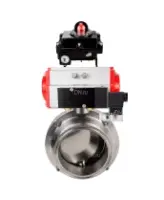 Затвор дисковый поворотный кламповый DN.ru WBV3131S-2W-C-H Ду50 Ру10 корпус - пищевая нержавеющая сталь 304, уплотнение – Silicon, с пневмоприводом DN.ru PA-DA-052, пневмораспределителем DN.ru 4M310-08 DC24V и БКВ DN.ru APL-410N EX