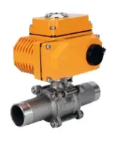 Кран шаровой DN.ru BV3232P(3pc)-FP-W-ISO-H LONG Ду80 Ру25 полнопроходной, корпус - нержавеющая сталь 316, уплотнение - PTFE, под приварку, с электроприводом DN.ru QT-N-015EM-O1-380VAC-У1