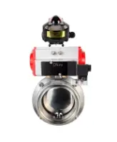 Затвор дисковый поворотный DN.ru WBV3131E-2W-T-H Ду50 Ру10 резьбовой, пищевая нержавеющая сталь 304, уплотнение – EPDM, с пневмоприводом DN.ru PA-SA-065, пневмораспределителем DN.ru 4M310-08 AC220V и БКВ DN.ru APL-510N EX