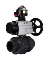Кран шаровой DN.ru BV4242E-FP-GRM-ISO Дн50 Ру10 полнопроходной, корпус - НПВХ, шар - НПВХ, уплотнение - EPDM, с пневмоприводом PA-DA-105-1 и БКВ APL-510N EX
