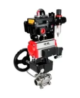 Кран шаровой DN.ru BV3232P(3pc)-FP-W-ISO-H WDVF Ду40 Ру40 полнопроходной, трехсоставной, нерж. сталь 316, PTFE, под приварку, с пн.приводом PA-DA-065, пн.распределителем 4M310-08 AC220V, БКВ APL-410N EX, руч. дублером MON1-250-T26-ISO, БПВ AFC2000