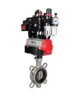 Затвор дисковый поворотный DN.ru WBV3131N-2W-Fb-H Ду150 Ру16, корпус - нержавеющая сталь 304, диск - нержавеющая сталь 304, уплотнение - NBR, с пневмоприводом DN.ru DN.ru PA-SA-160, пневмораспределителем 4M310-08 AC220V, БКВ APL-410N EX и БПВ AFC2000