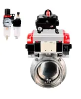 Затвор дисковый поворотный DN.ru WBV3131S-2W-T-H Ду65 Ру10, резьбовой, пищевая нержавеющая сталь 304, уплотнение - Silicon, с пневмоприводом PA-DA-065, пневмораспределителем 4M320-10 AC220V, БКВ APL-410N EX и БПВ AFC2000