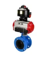 Затвор дисковый поворотный DN.ru WBV1313E-2W-F-H Ду100 Ру16 фланцевый, корпус - чугун GGG40, диск - чугун GGG40, уплотнение - EPDM, с пневмоприводом DN.ru PA-DA-105, пневмораспределителем DN.ru 4M310-08 AC220V и БКВ DN.ru APL-510N EX