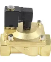 Клапан электромагнитный DN.ru VS400-ET-NC-24VDC 2″ Ду50 Ру16, соленоидный двухходовой, корпус - латунь, уплотнение - EPDM, резьбовой, нормально-закрытый, пилотный, катушка - 24В