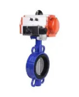 Затвор дисковый поворотный DN.ru WBV1132N-2W-Fb-H Ду125 Ру16, корпус - чугун GG25, диск - нержавеющая сталь 316L, уплотнение - NBR, с пневмоприводом DN.ru PA-DA-105 двойного действия, с пневмораспределителем 4V320-08 AC220V