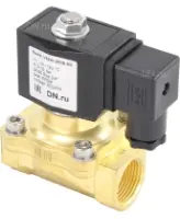 Клапан электромагнитный DN.ru VS200-ET-NC-220VAC 3/4″ Ду20 Ру10, соленоидный двухходовой, корпус - латунь, уплотнение - EPDM, резьбовой, нормально-закрытый, прямого действия, катушка - 220В