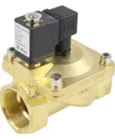 Клапан электромагнитный DN.ru VS400-NT-NC-220VAC 1 1/2″ Ду40 Ру16, соленоидный двухходовой, корпус - латунь, уплотнение - NBR, резьбовой, нормально-закрытый, пилотный, катушка - 220В