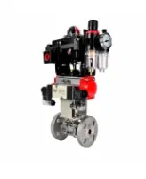 Кран шаровой DN.ru BV3131P(3pc)-FP-F-ISO-H Ду100 Ру16 полнопроходной, фланцевый, корпус - нержавеющая сталь 304, PTFE, 22х22, WDVF, с пневмоприводом PA-DA-105, пневмораспределителем 4M320-08 AC220V, БКВ APL-410N EX и БПВ AFC2000