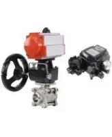 Кран шаровой DN.ru BV3232P(3pc)-FP-W-ISO-H WDVF Ду40 Ру40 полнопроходной, трехсоставной, нерж. сталь 316, уплотнение - PTFE, под приварку, с пн.приводом PA-DA-065, руч. дублером MON1-250-T26-ISO, эл. поворотным позиционером YT-1000RSN без обратной связи