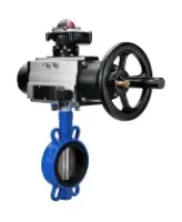 Затвор дисковый поворотный DN.ru WBV1432N-2W-Fb-H Ду125 Ру16, корпус - чугун GGG50, диск - нержавеющая сталь 316L, уплотнение - NBR, с пневмоприводом DN.ru PA-DA-105-1 двойного действия, пневмораспределителем 4M310-08 DC24V, БКВ APL-210N